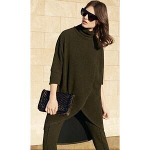 Joseph Ribkoff Anthropologie Tunic Turtleneck Sweater Zip Back Olive-NO TAG-10